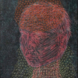 Twarz III, batik na bawełnie, haft, 43x60cm, 2012 r.